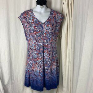 Title Nine Paisley Blue and Red Dress